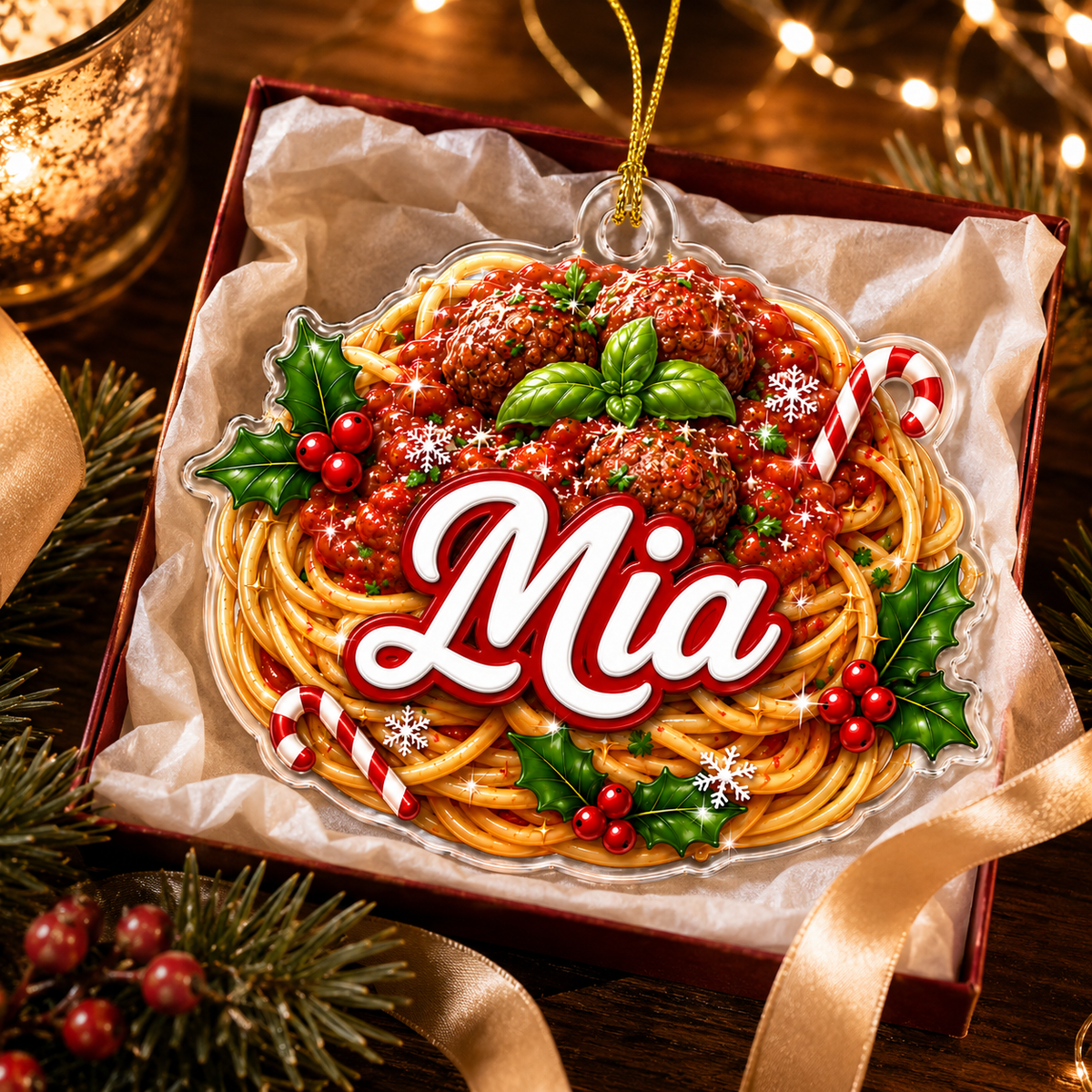 Custom Name Food Acrylic - Spaghetti