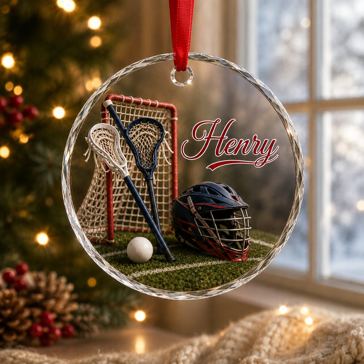 Sports Glass Ornament Lacrosse