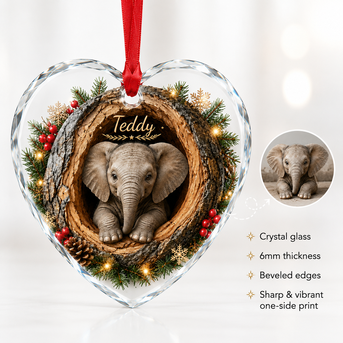 Animal Glass Ornament Tree Hollow Elephant
