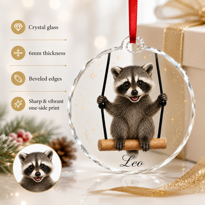 Animal Glass Ornament Racoon