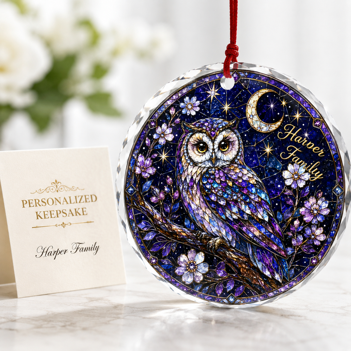Custom Name Glass Animal Owl