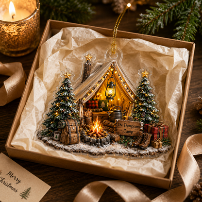 Camping Personalize Acrylic Christmas Campfire