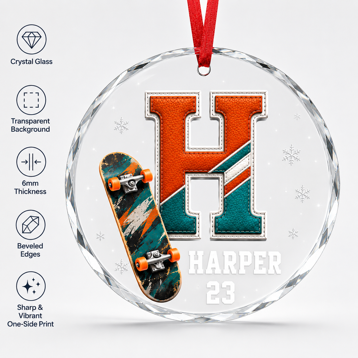 Sport Glass Alphabet Name Skateboard