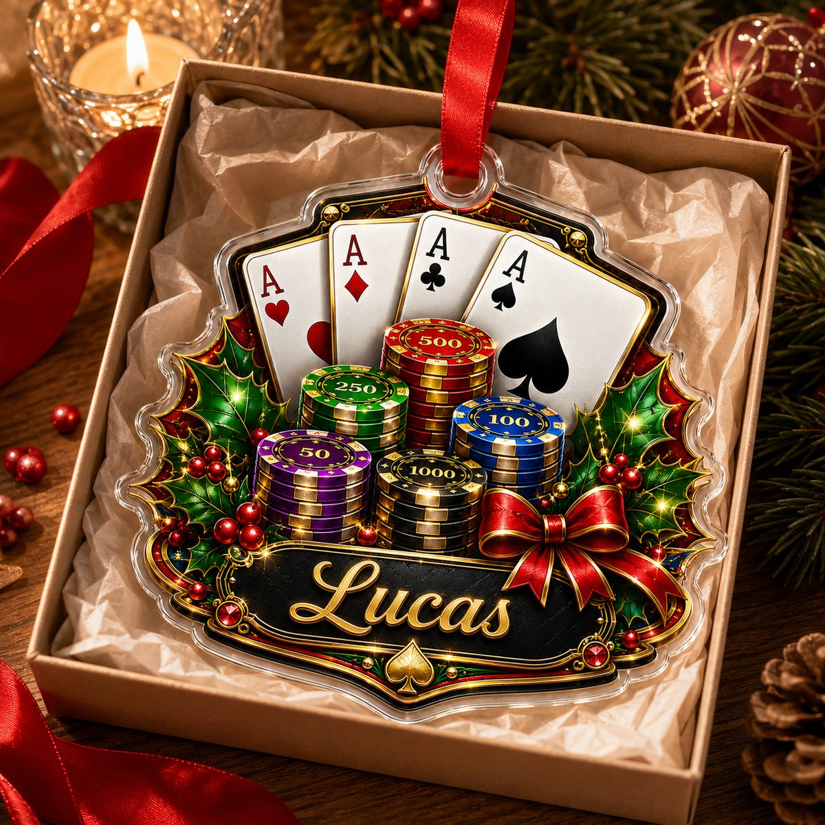 Pocker Custome Name Acrylic Christmas Pocker