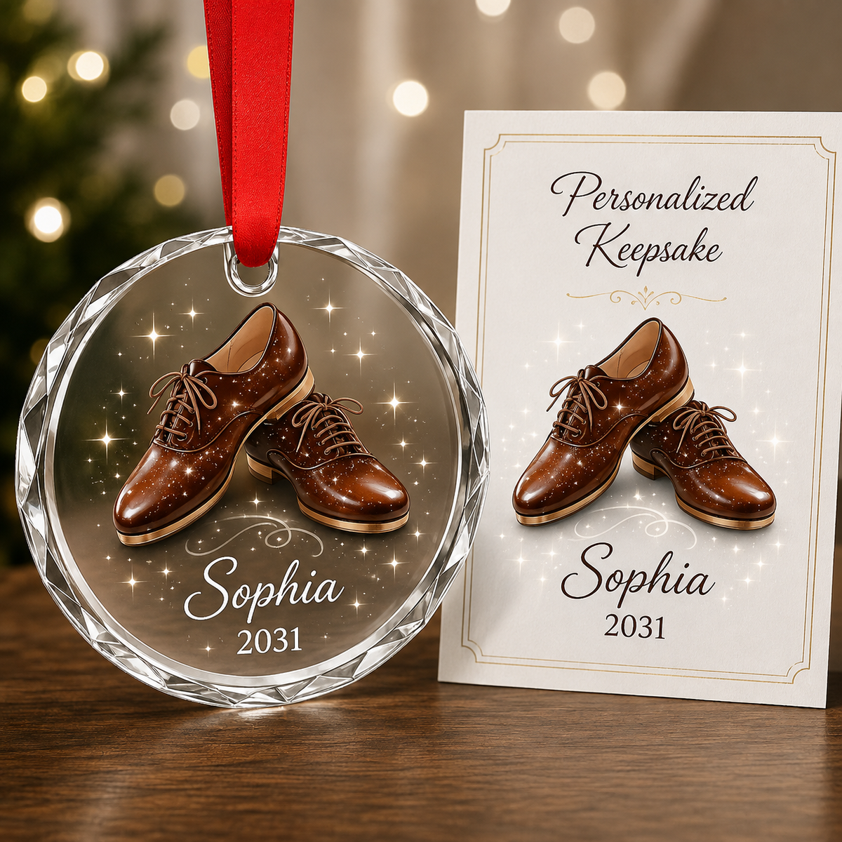 Personalized Dancing Glass Brown Dancing Shoes