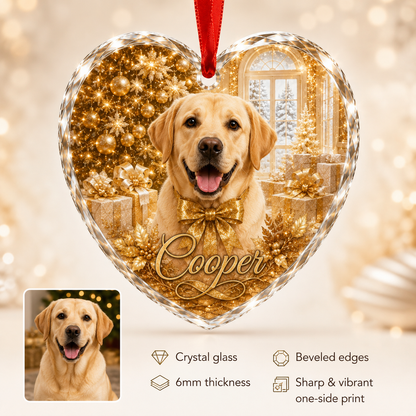 Custom Photo Dog Glass Dog With Yellow Present