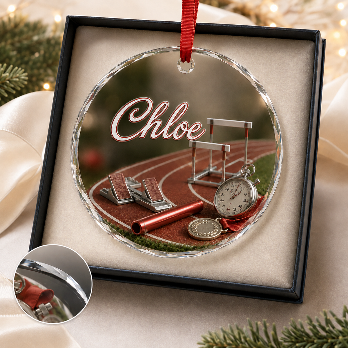 Sports Glass Ornament Track and Field