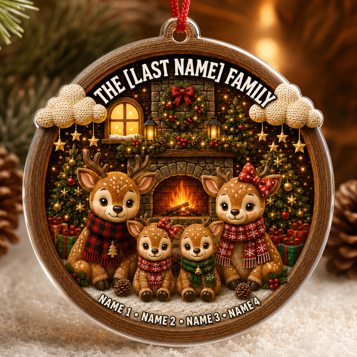 Christmas Family Wood Deer