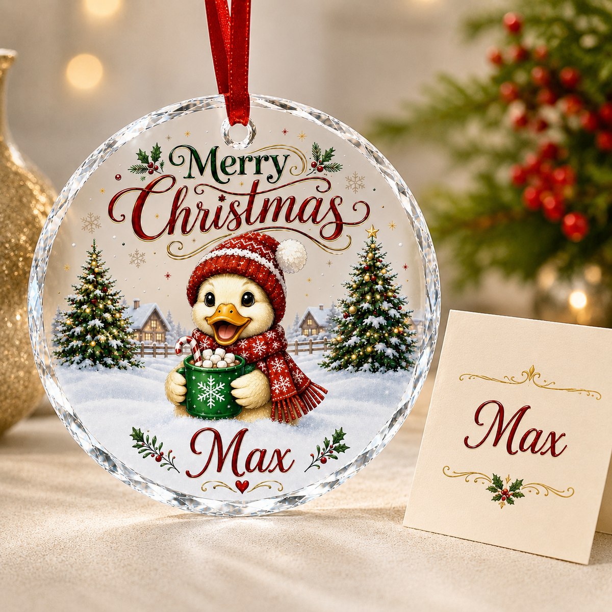 Christmas Glass Animal Duck