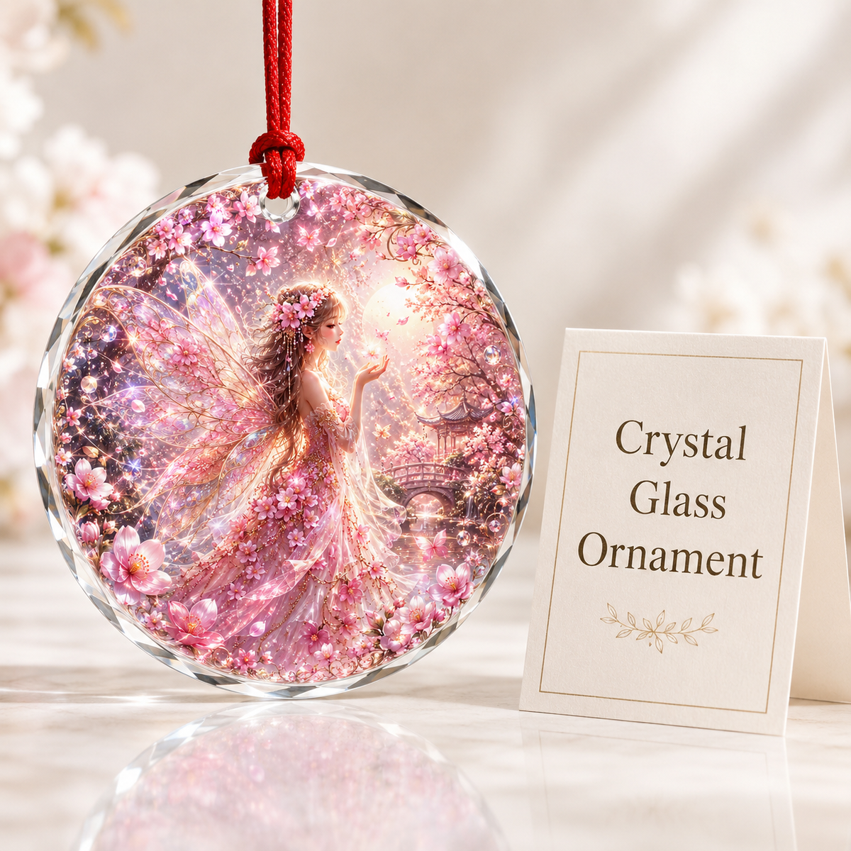 Fairy Glass Ornament Cherry Blossom Fairy