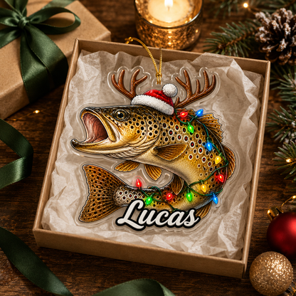 Fishing Christmas Lights Brown Trout Acrylic