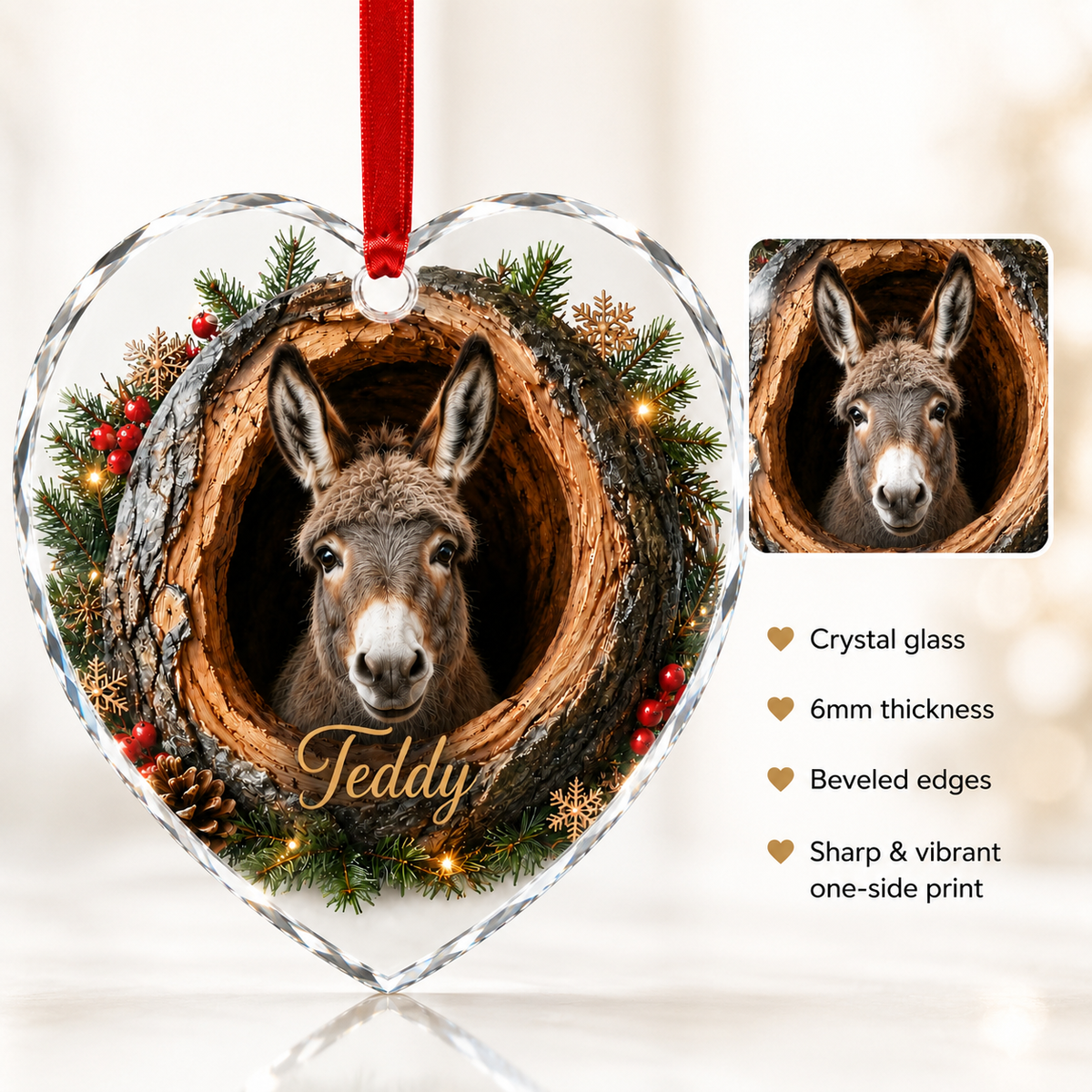 Animal Glass Ornament Tree Hollow Donkey