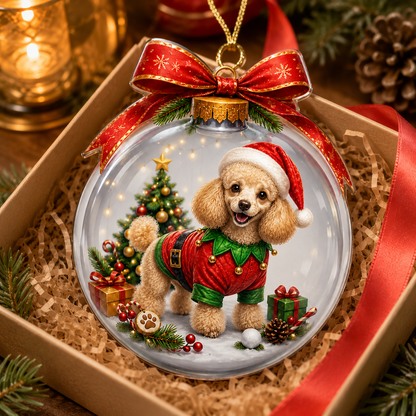 Dog Santa Bauble Ball Poodle