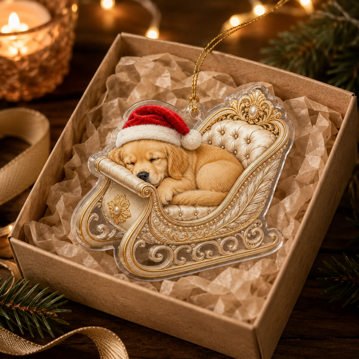 Dog Christmas Sleigh Golden Retriever