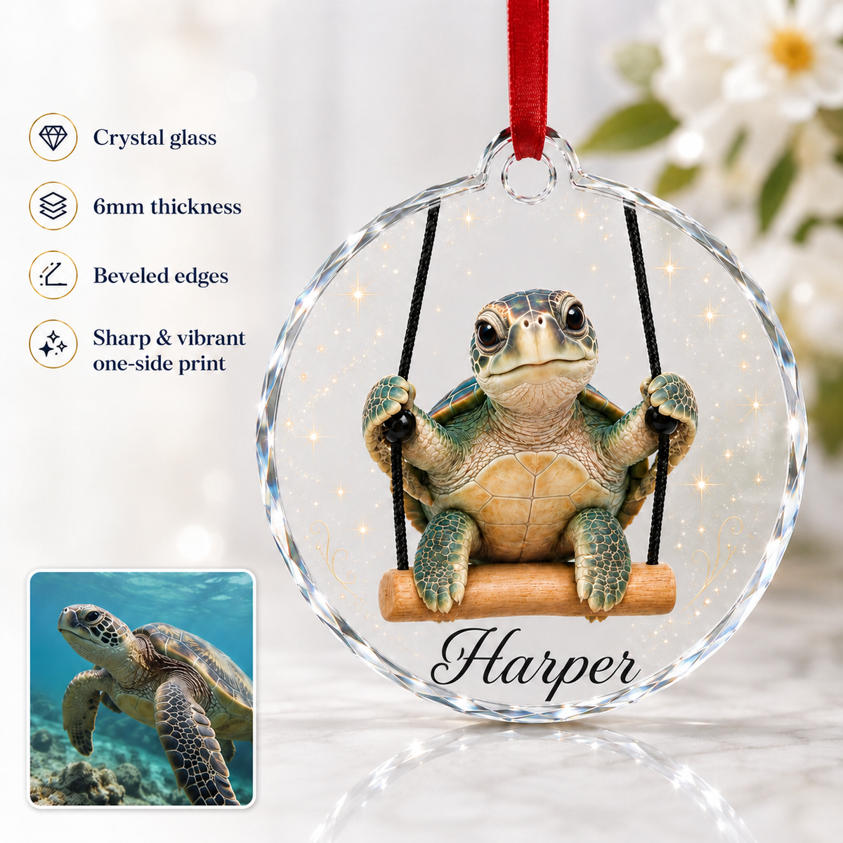 Animal Glass Ornament Sea Turtle