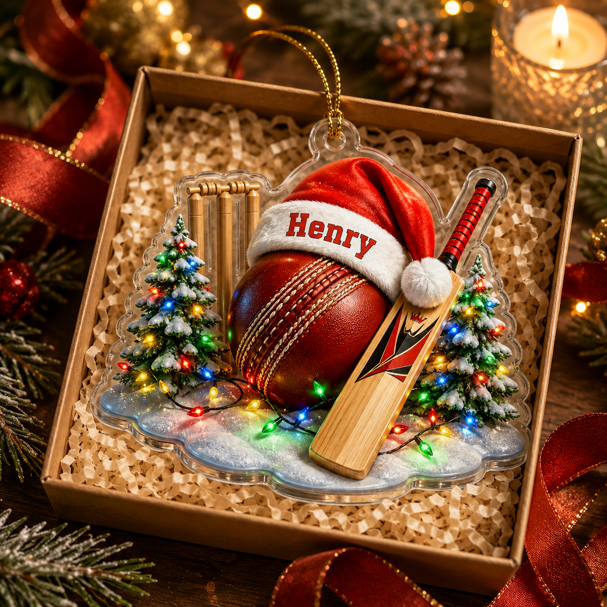 Custom Sports Christmas Acrylic - Cricket