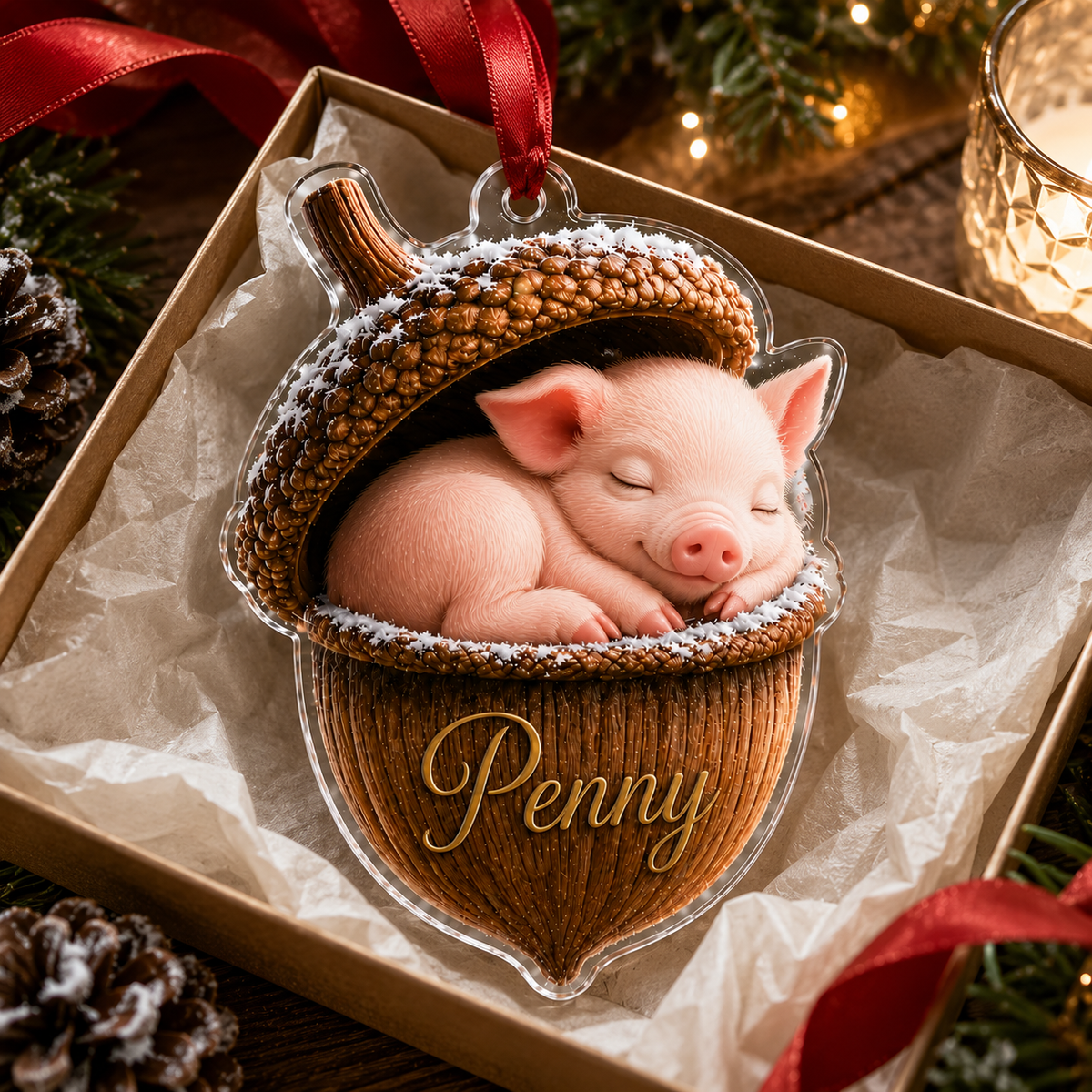 Animal Tree Decor Acrylic Pig