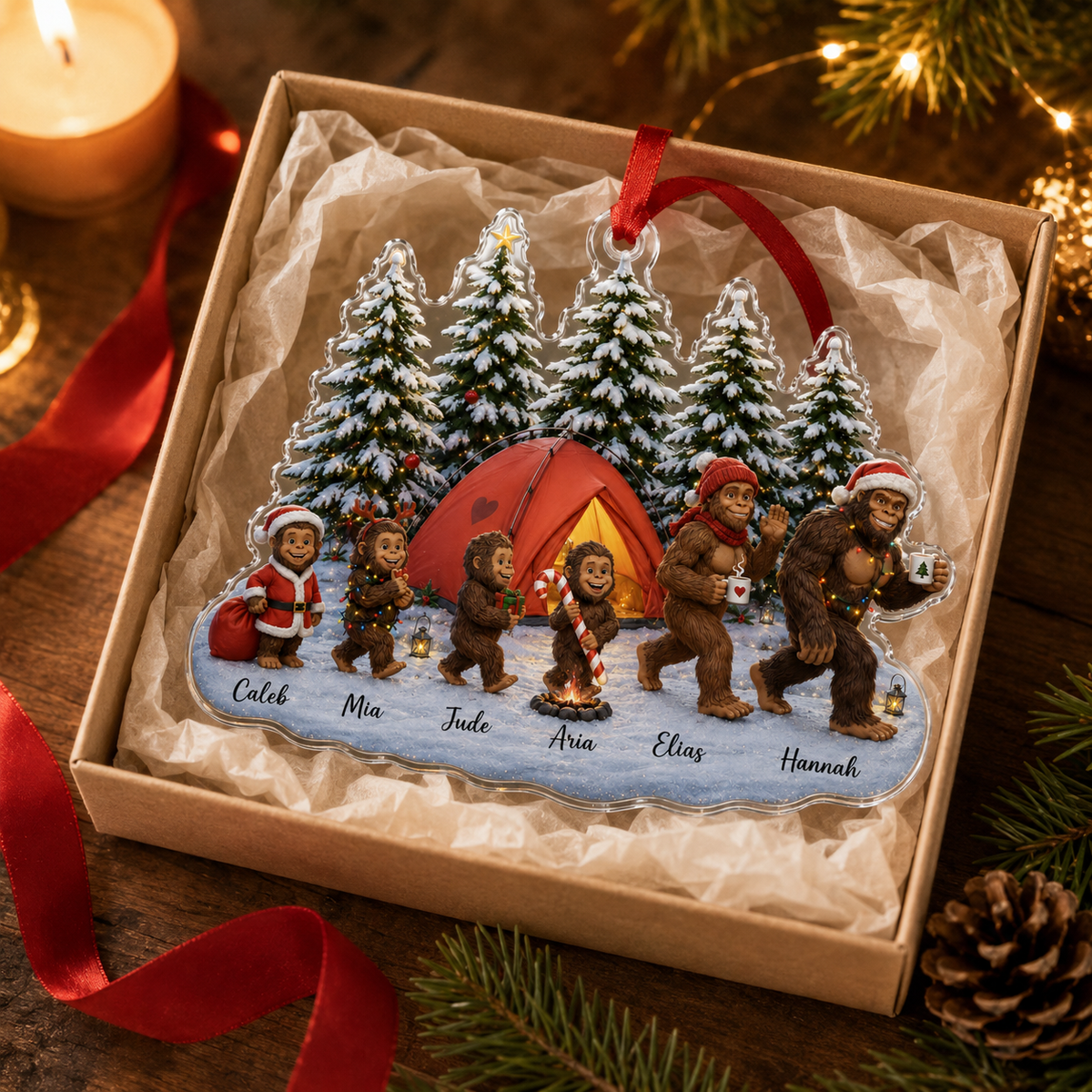 Camping Personalize Acrylic Christmas Gibbon