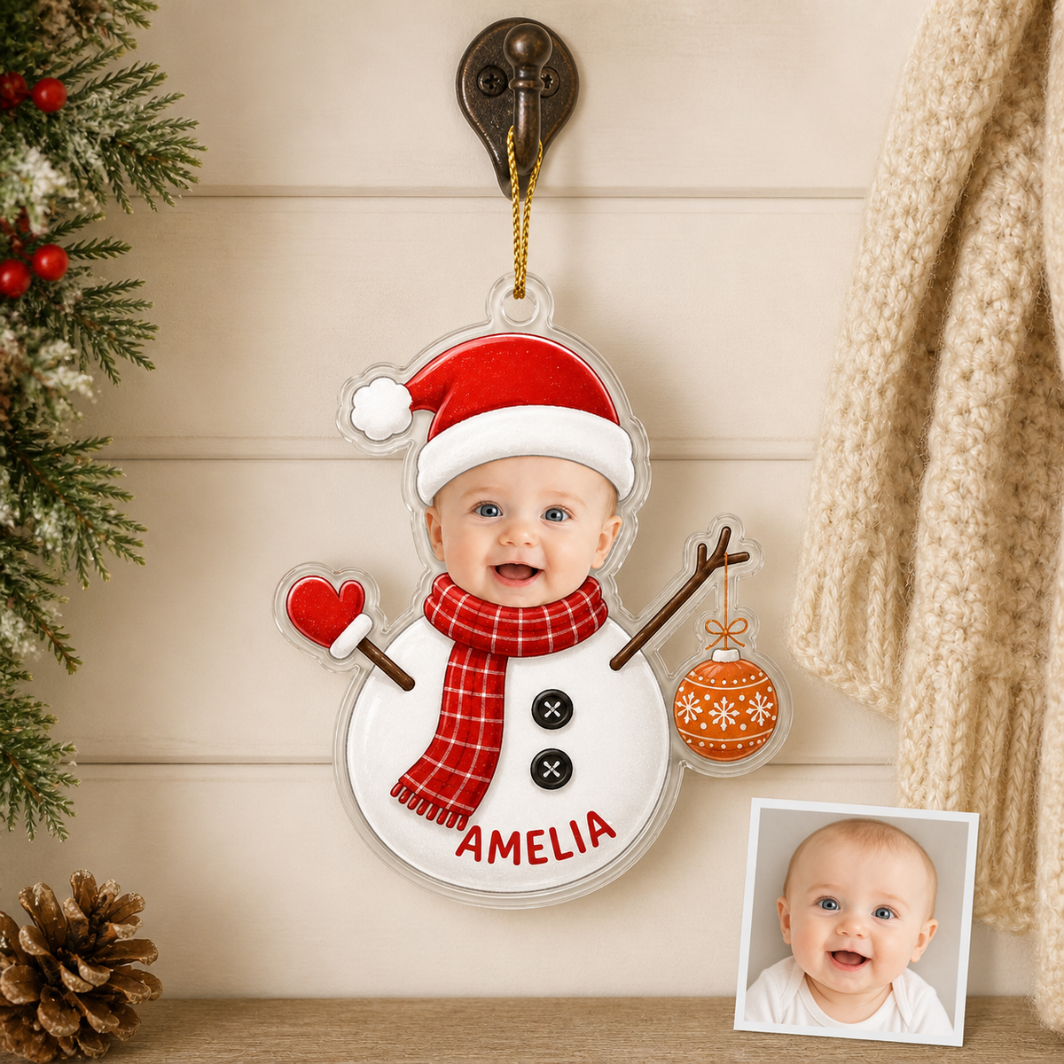 Custom Photo Baby Snowman