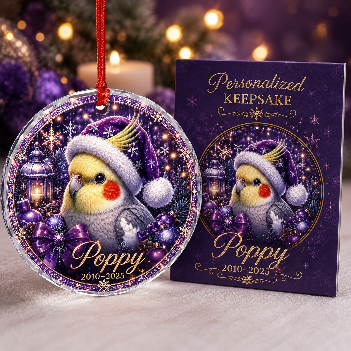 Purple Bird At Christmas Cockatiel