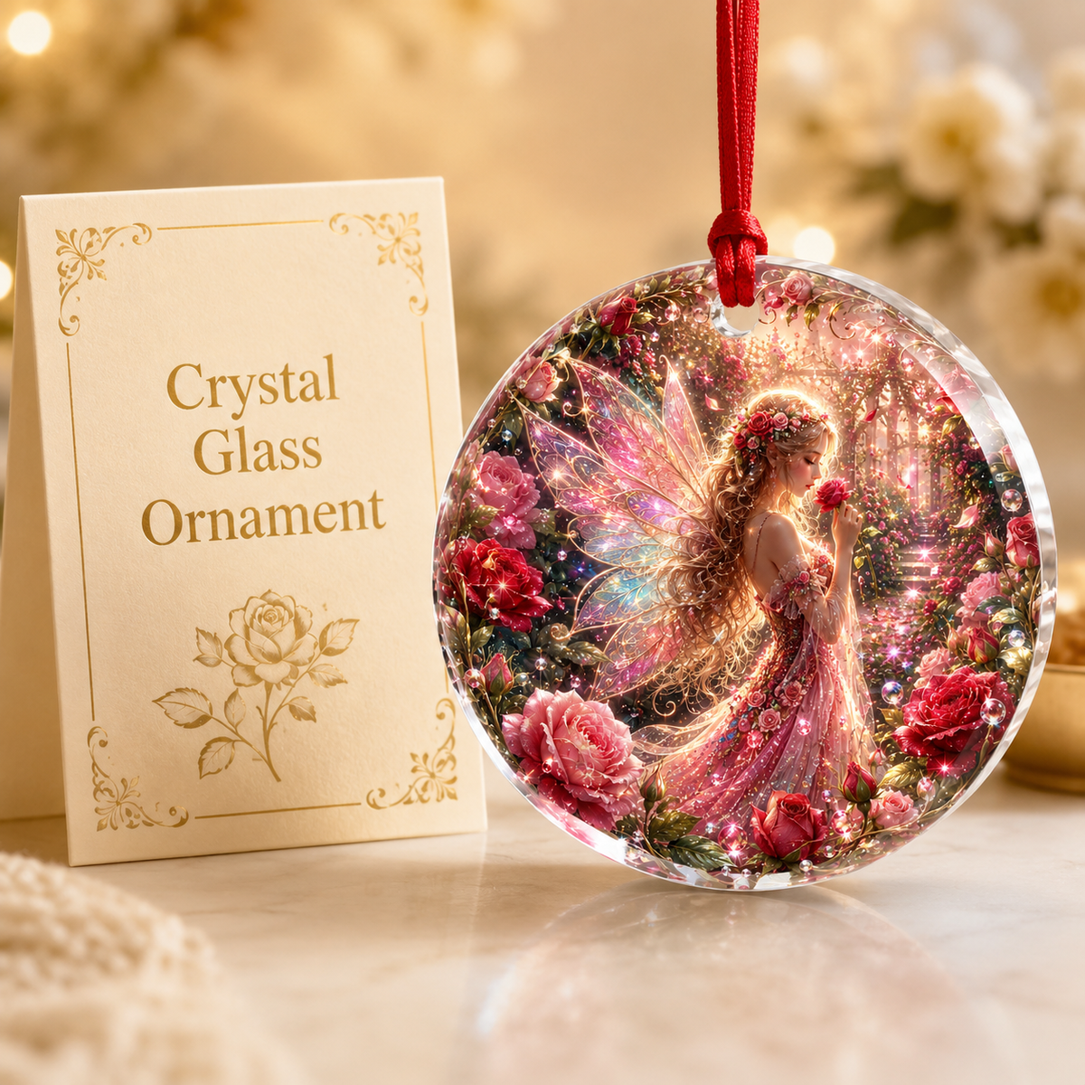 Fairy Glass Ornament Rose Garden Fairy