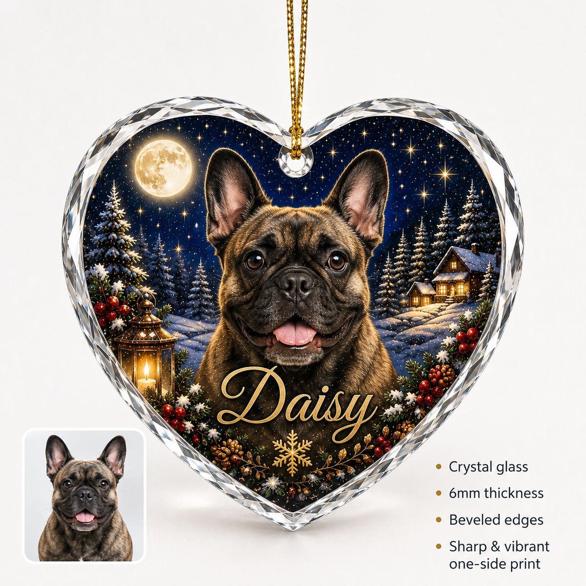 Custom Photo Dog Glass At Christmas Village