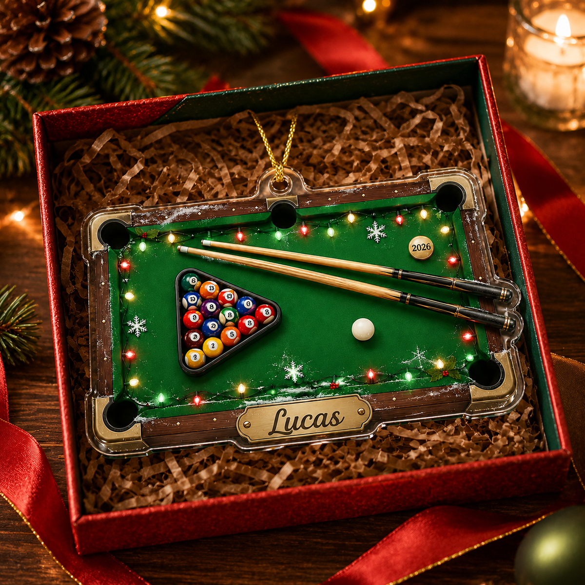 Custom Name Billiards Christmas Table Acrylic