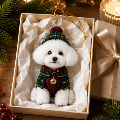 Dog Chrismast With Noel Sweater Bichon Frise