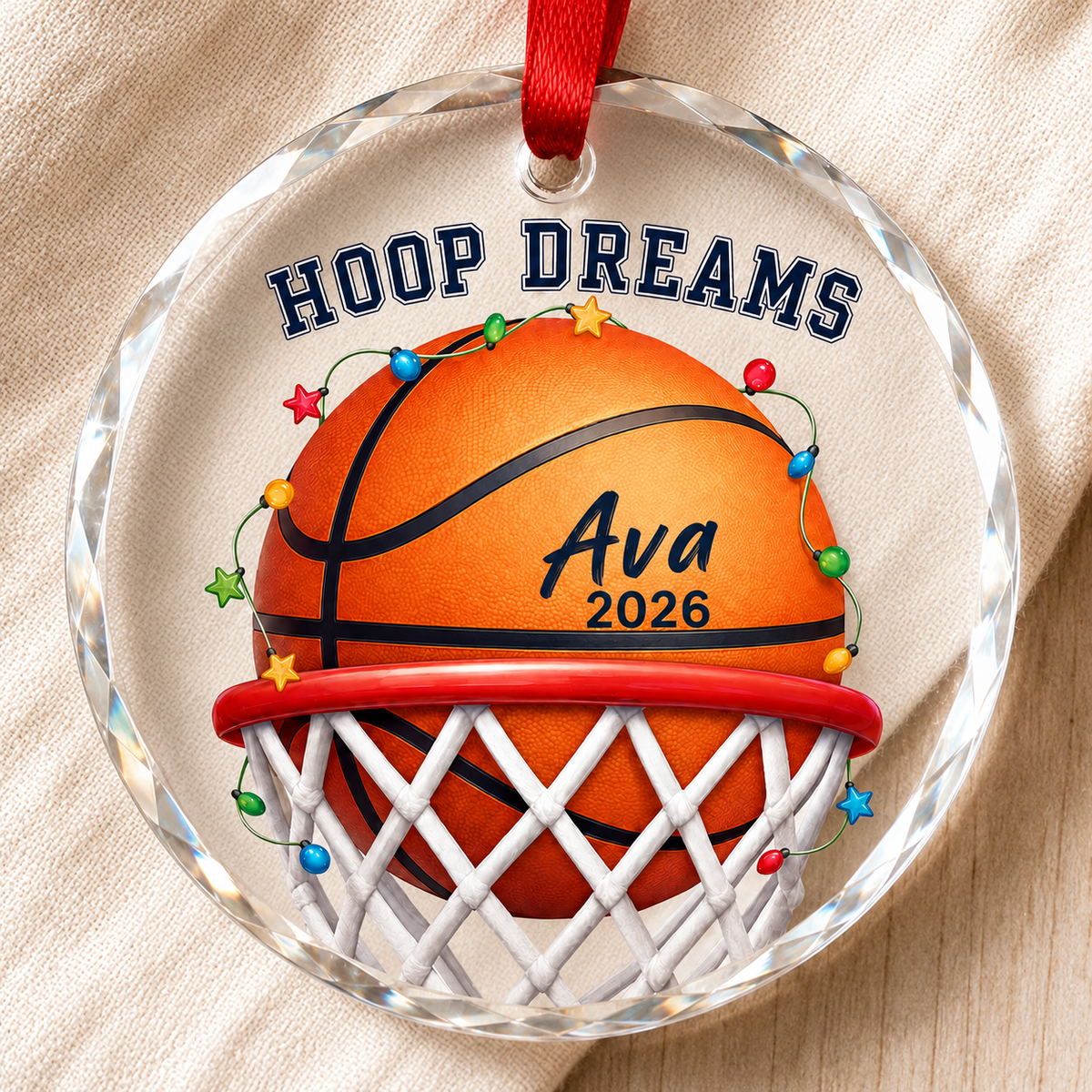Basketball Glass Ornament - Hoop Dreams