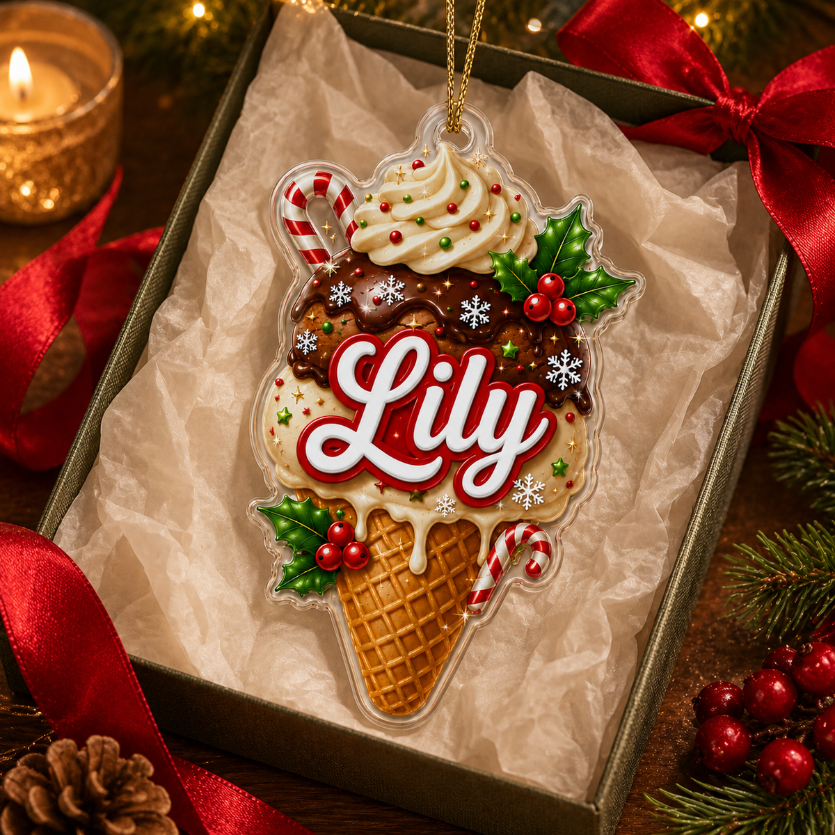 Custom Name Food Acrylic - Ice Cream Cone