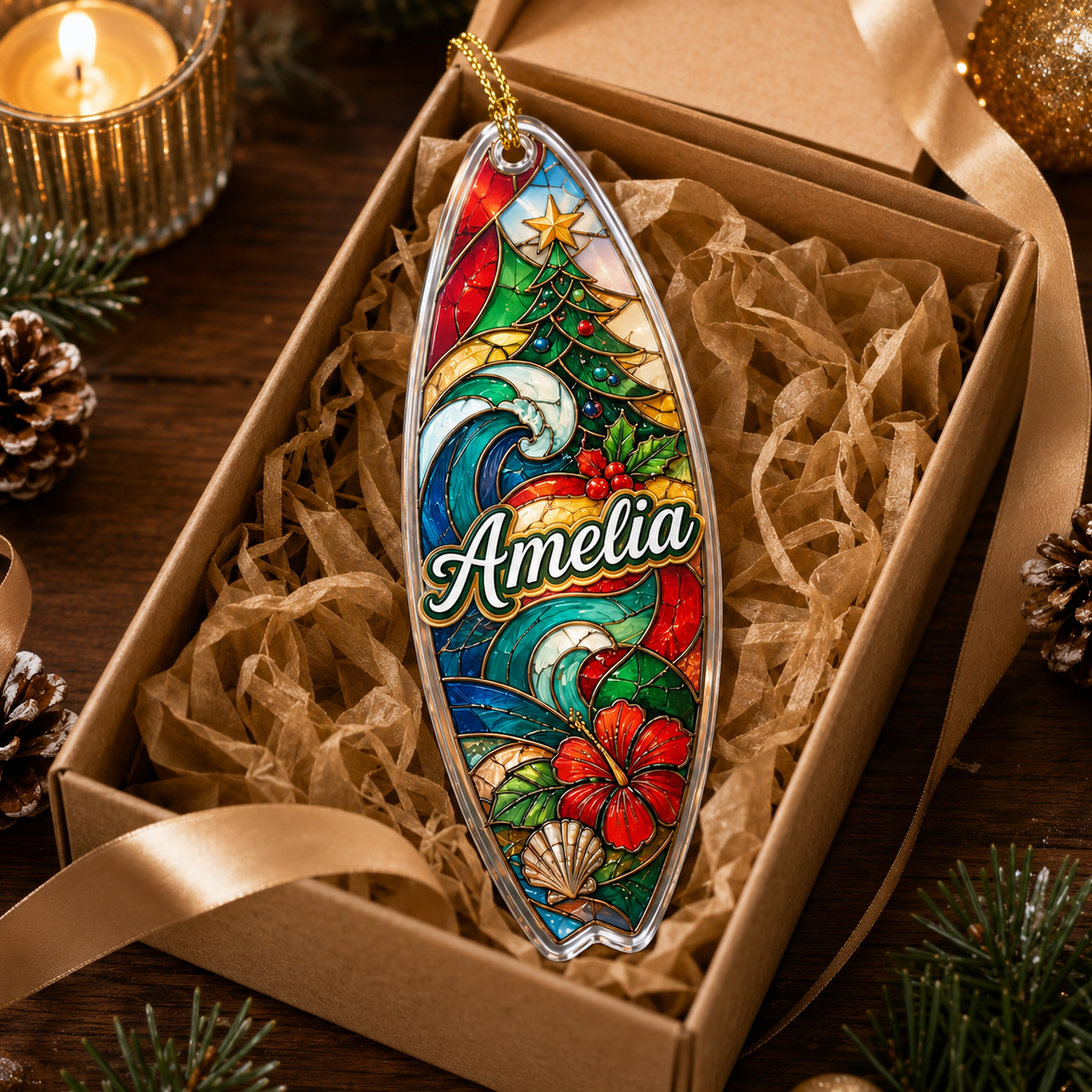 Surfing Personalize Acrylic Tropical Surfboard