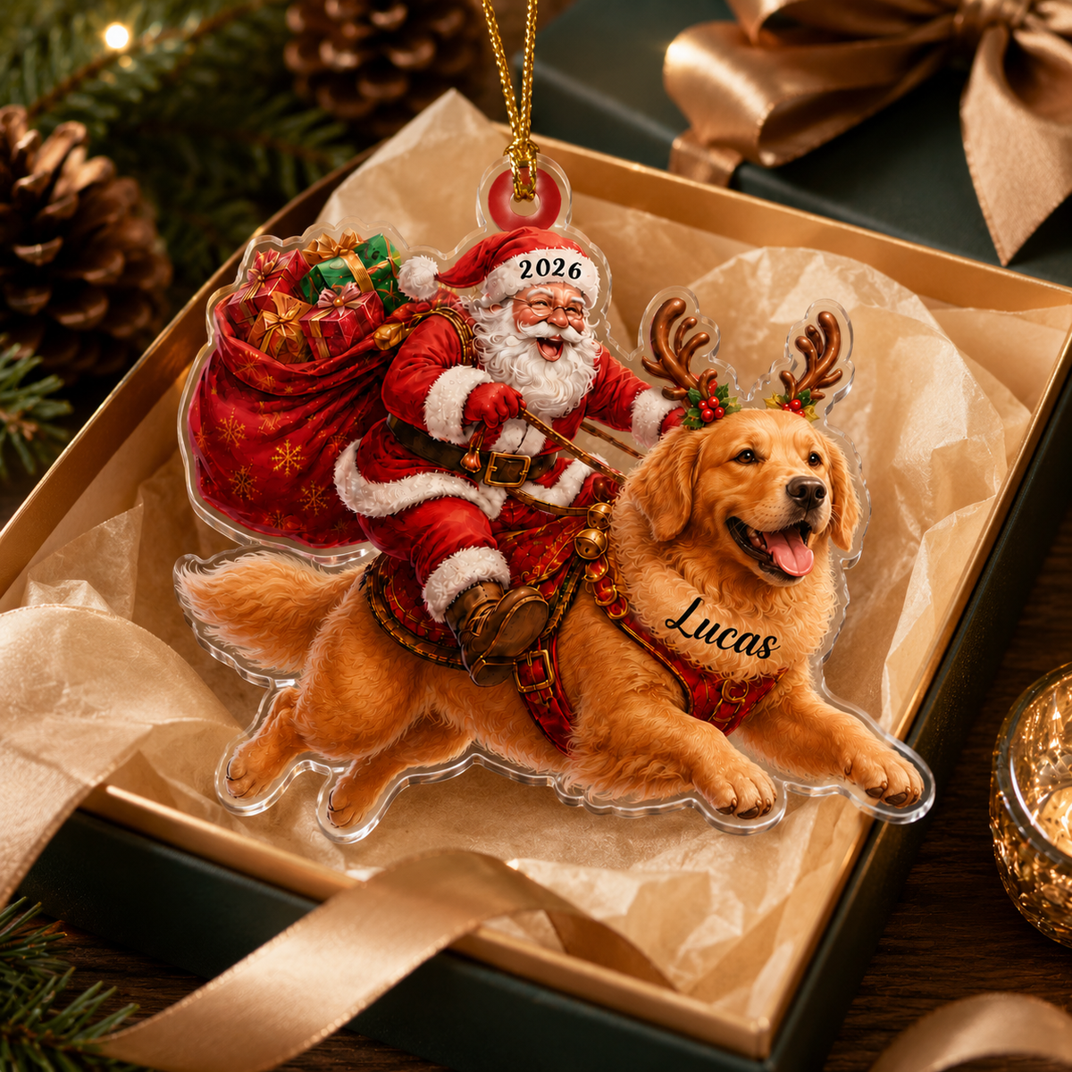 Santa Claus and Dog Golden Retriever