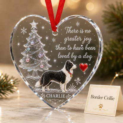 Christmas Glass Dog Border Collie