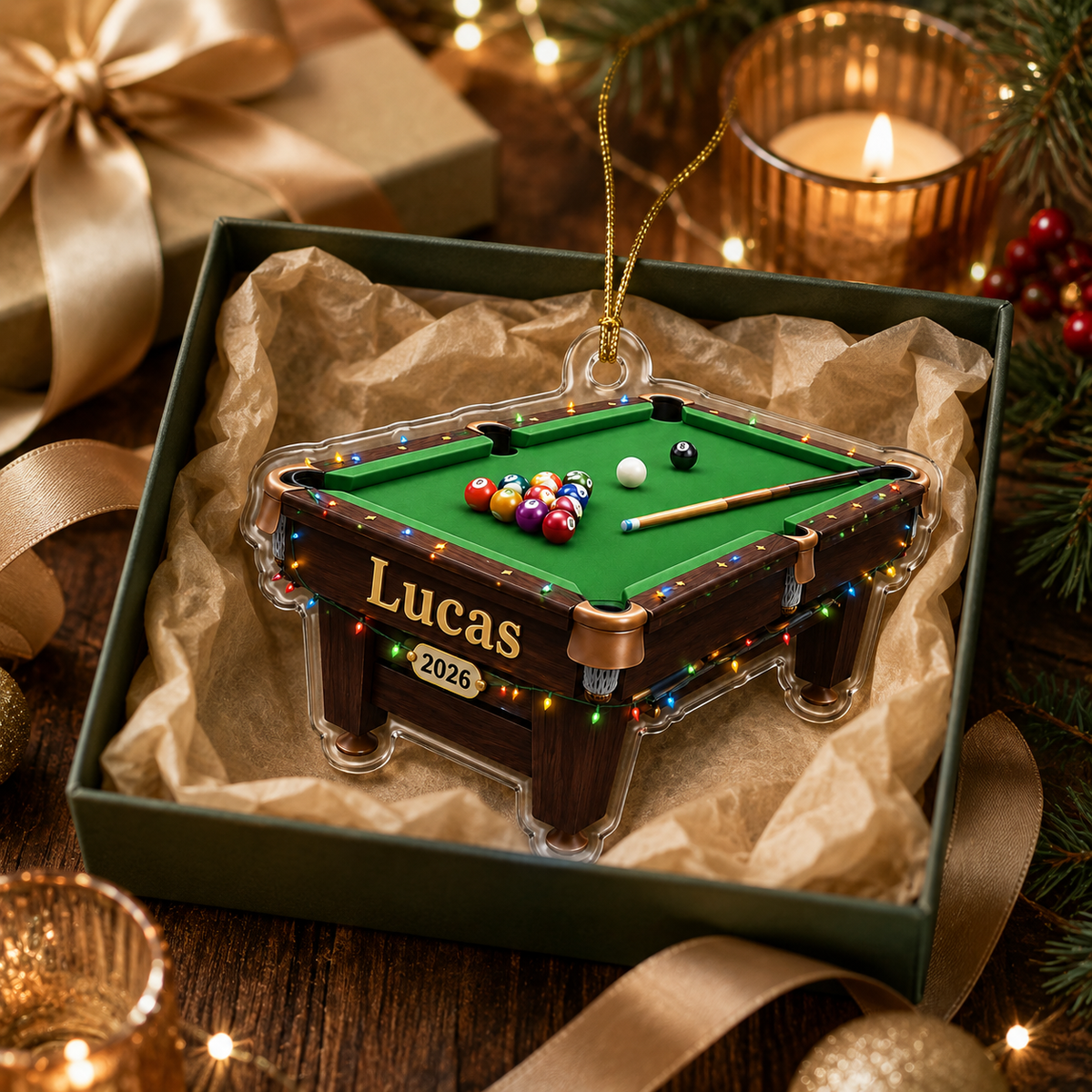 Custom Name Billiards Festive Cue Table Acrylic