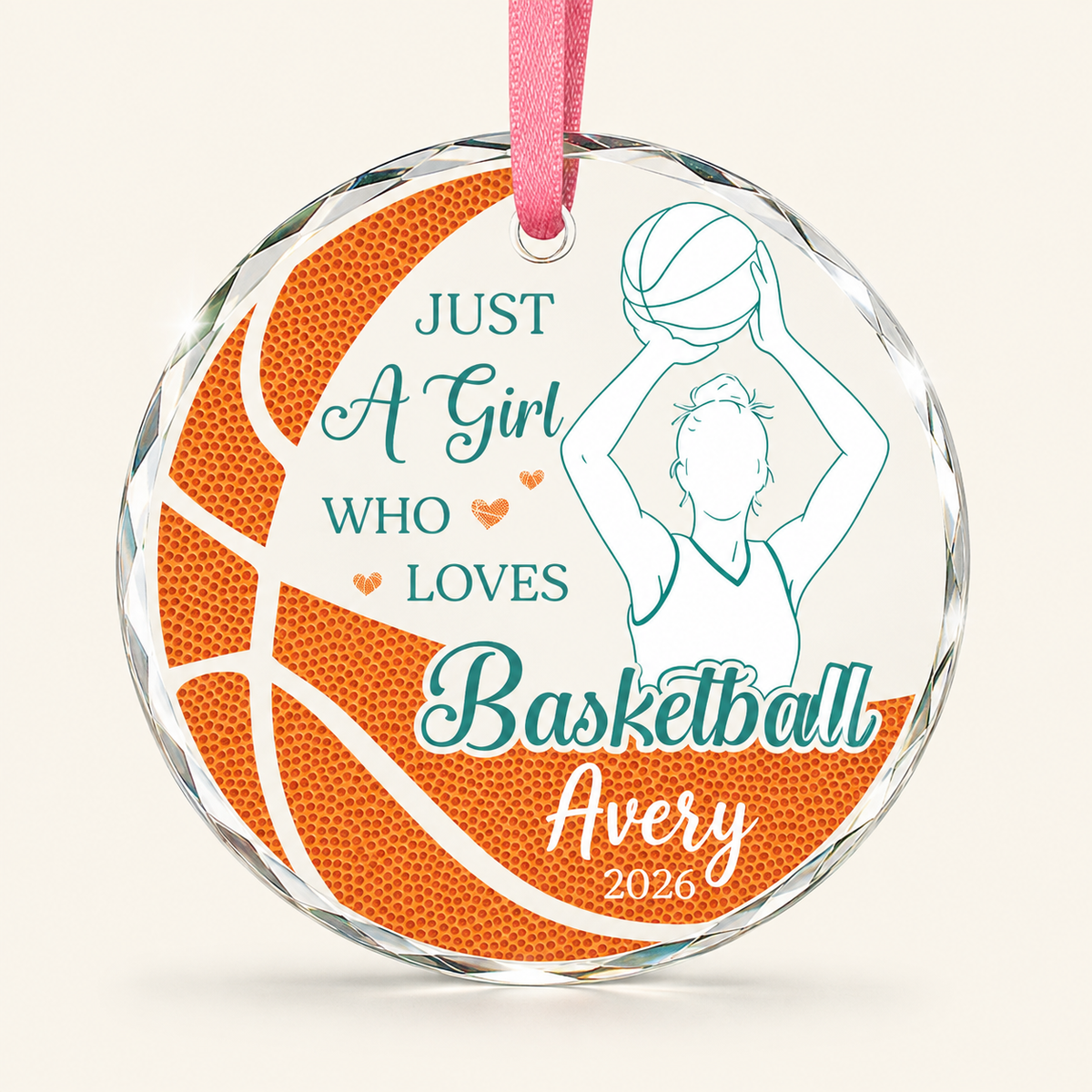Basketball Glass Ornament - Girl Basketball Player