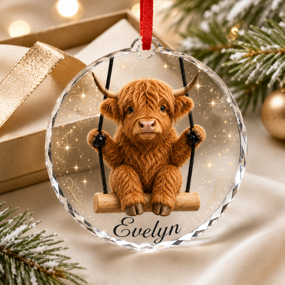 Animal Glass Ornament Highland Cow