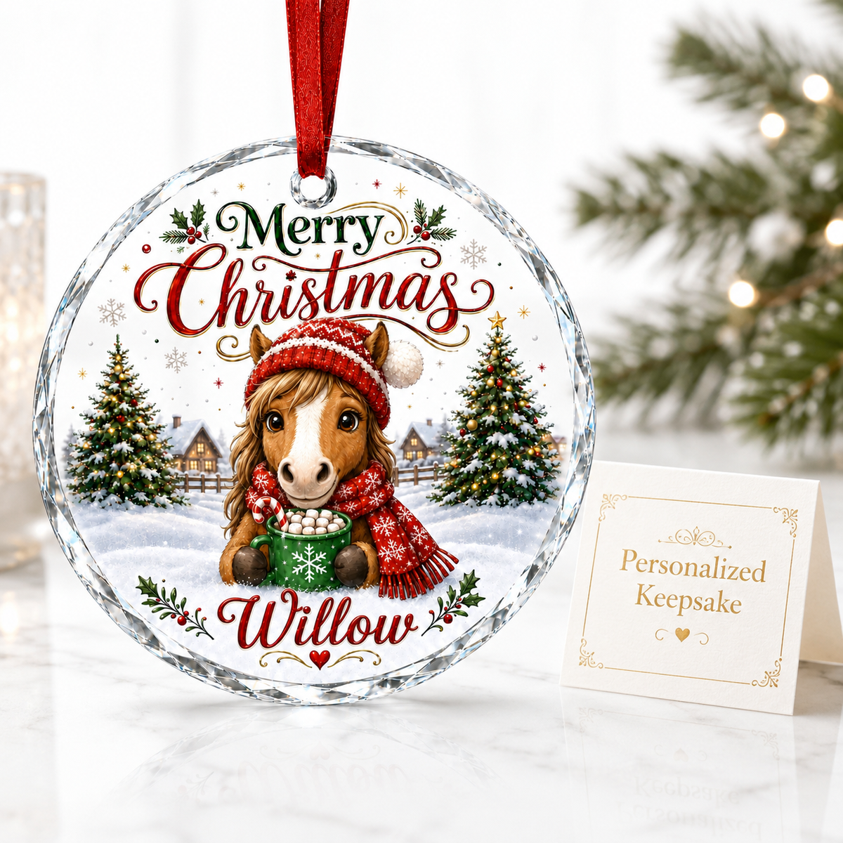 Christmas Glass Animal Horse
