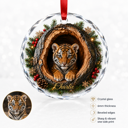 Animal Glass Ornament Tree Hollow Tiger