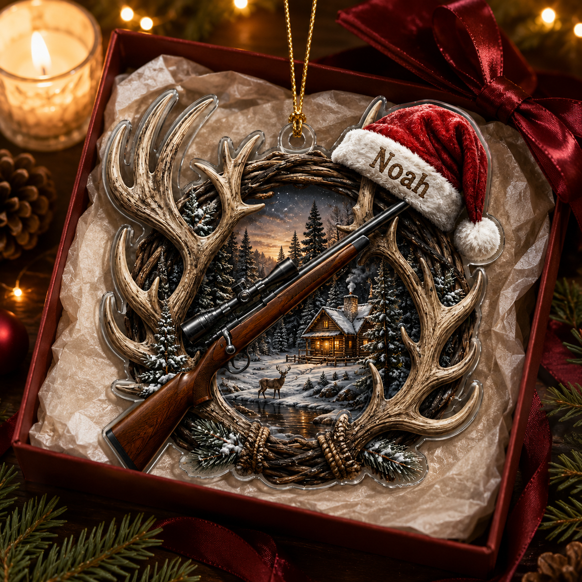 Personalized Hunting Winter Antler Lodge Acrylic