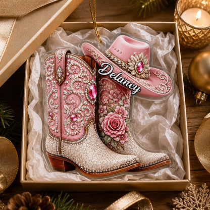 Personalized Boost Pink Jewel Cowgirl Acrylic