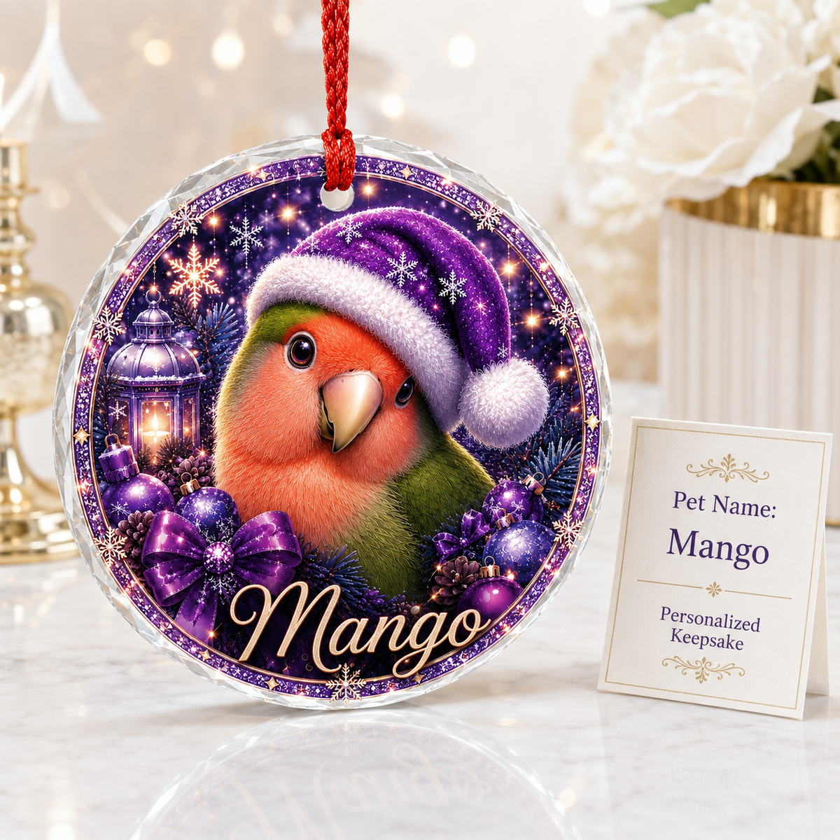 Purple Bird At Christmas Lovebird