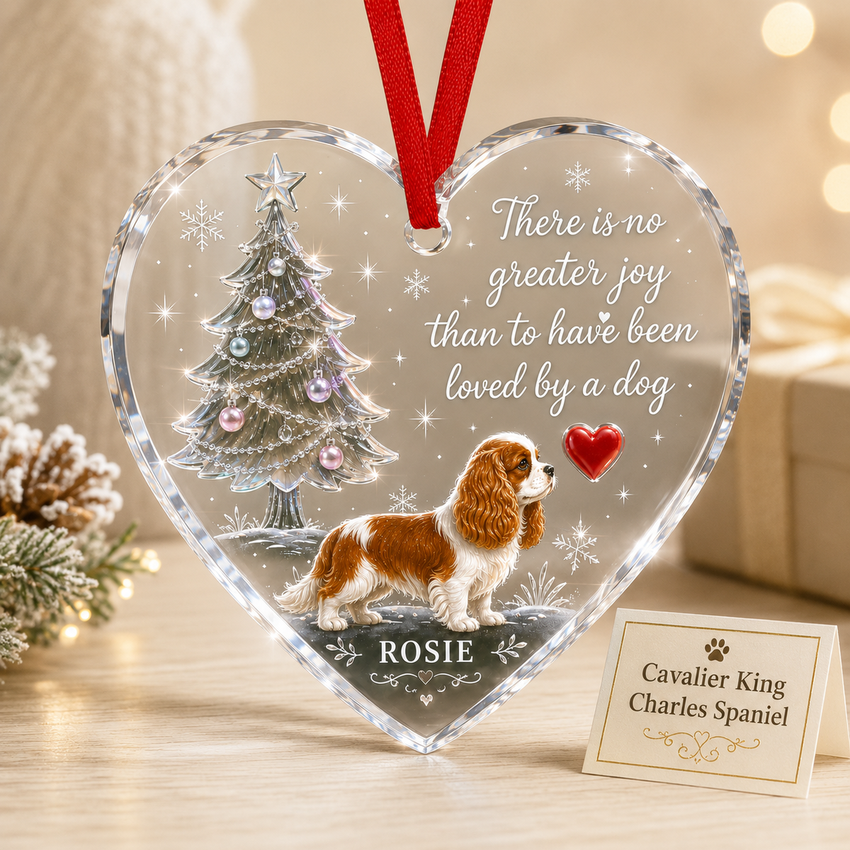 Christmas Glass Dog Cavalier King Charles Spaniel