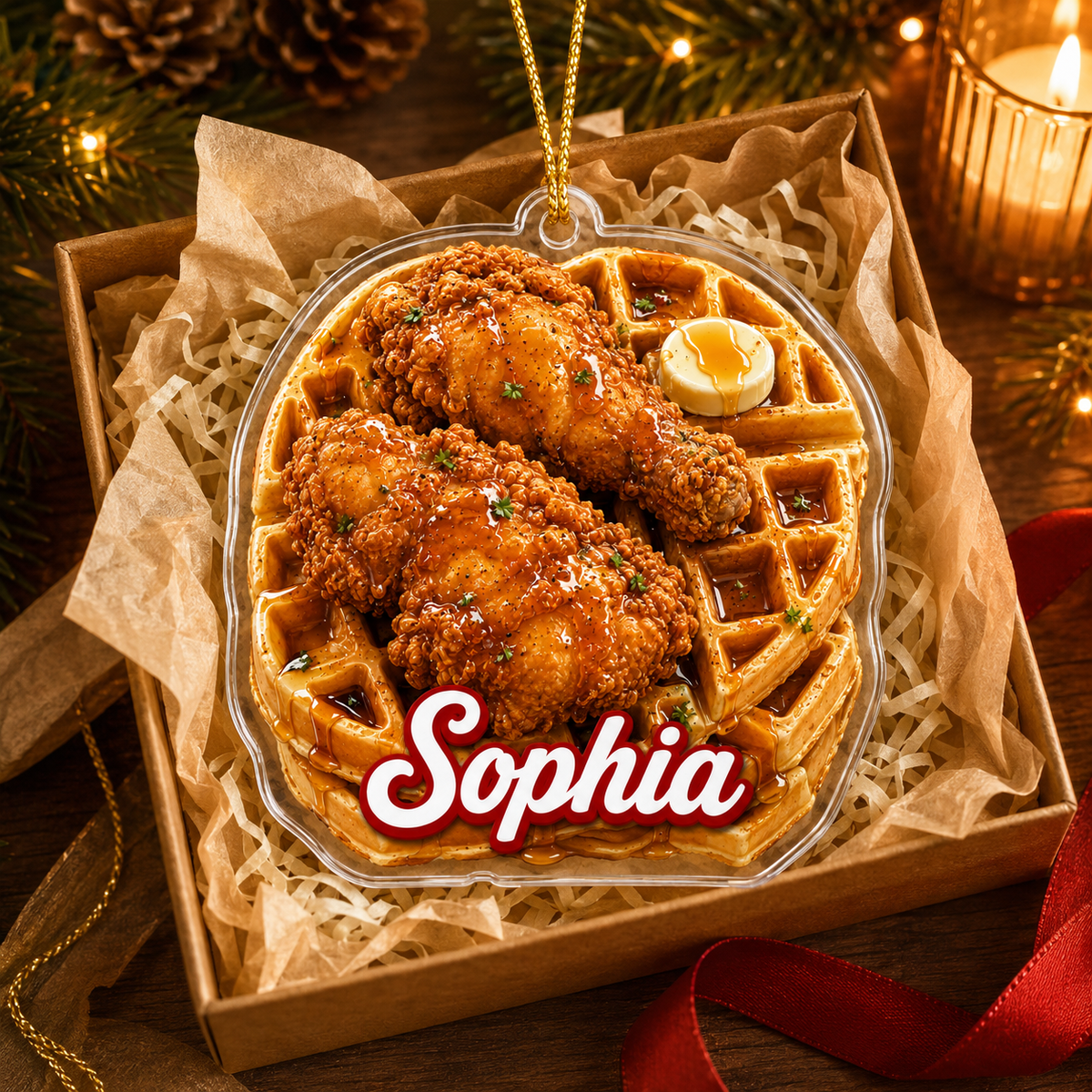Breakfast Custom Name Chicken and Waffles Acrylic