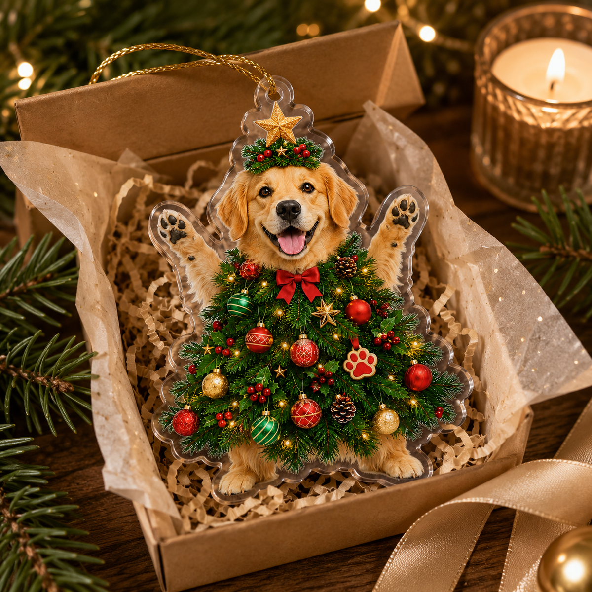 Dog Santa Tree Golden Retrieve