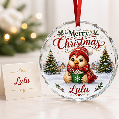 Christmas Glass Animal Chicken
