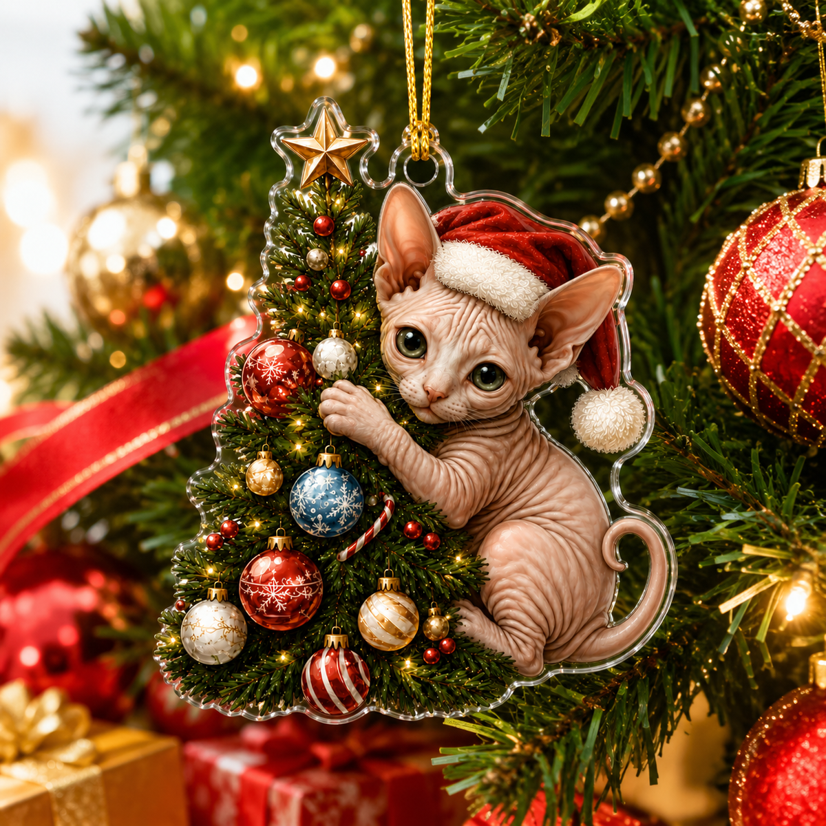Cat With Christmas Tree Sphynx