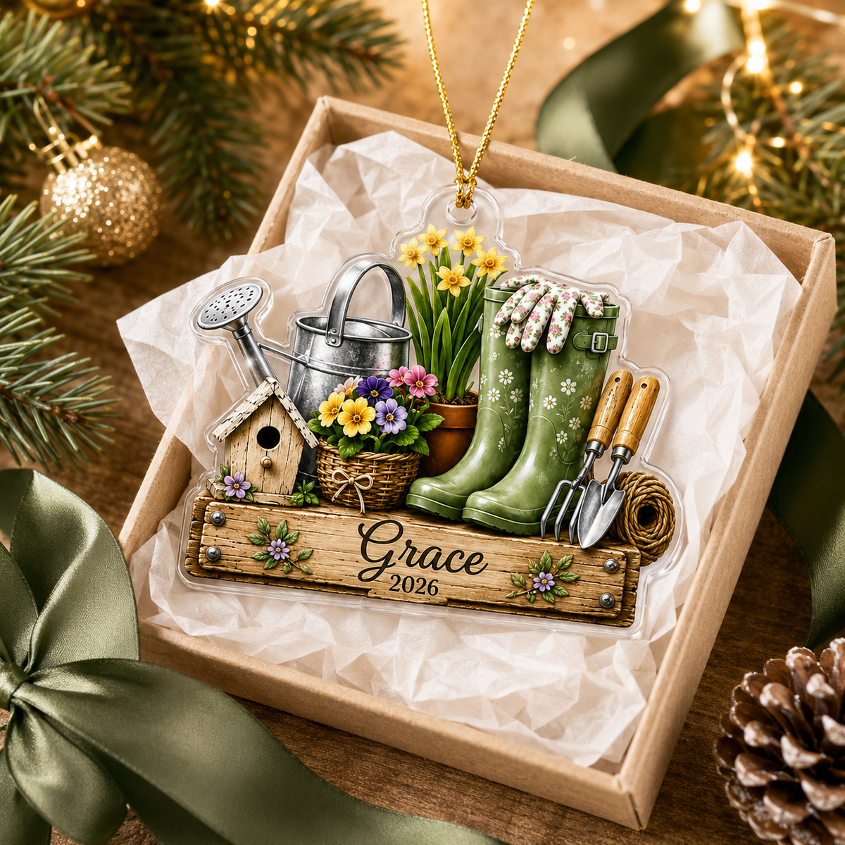 Custom Gardening Boots And Tools Acrylic
