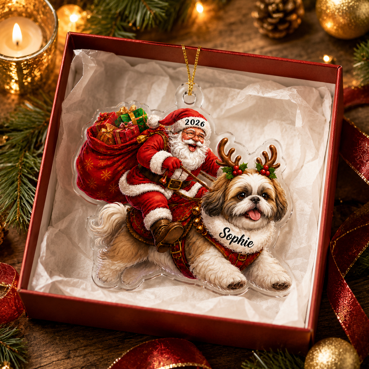Santa Claus and Dog Shih Tzu