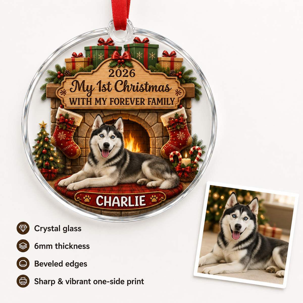 Custom Photo Dog Glass Dog With Christmas Heater