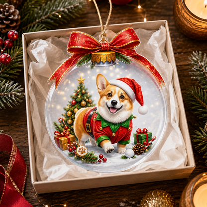 Dog Santa Bauble Ball Pembroke Welsh Corgi